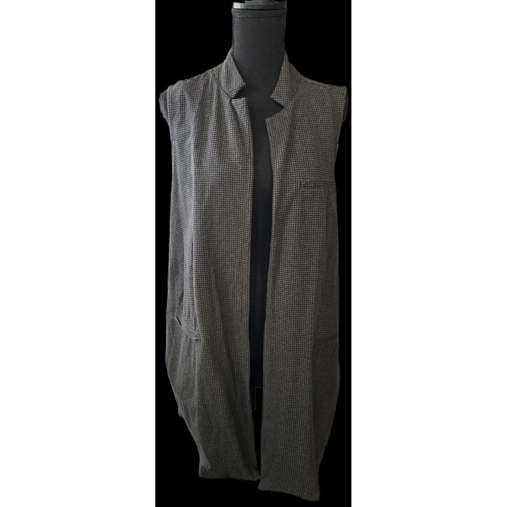 Ruff Hewn Vest Women's 1XL  ‎ Stretch Grey Herringbone Pattern A Line Sweater